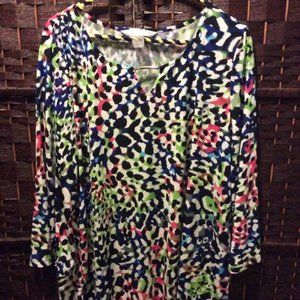 Ladies Size: 1X - Multicoloured Animal Print Top